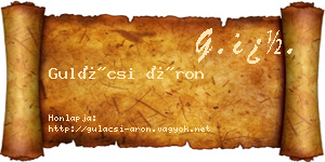 Gulácsi Áron névjegykártya